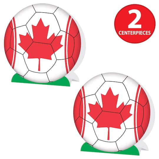 9.25" Canada 3D Soccer Ball Centerpieces, 2ct.